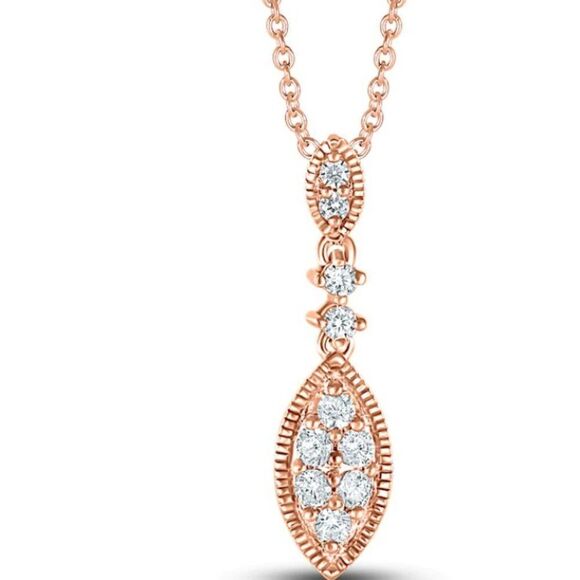 Kay Jewelers Diamond Necklace 1/4 carrot Marquise-Shaped Design - 10K Rose Gold - Picture 1 of 13